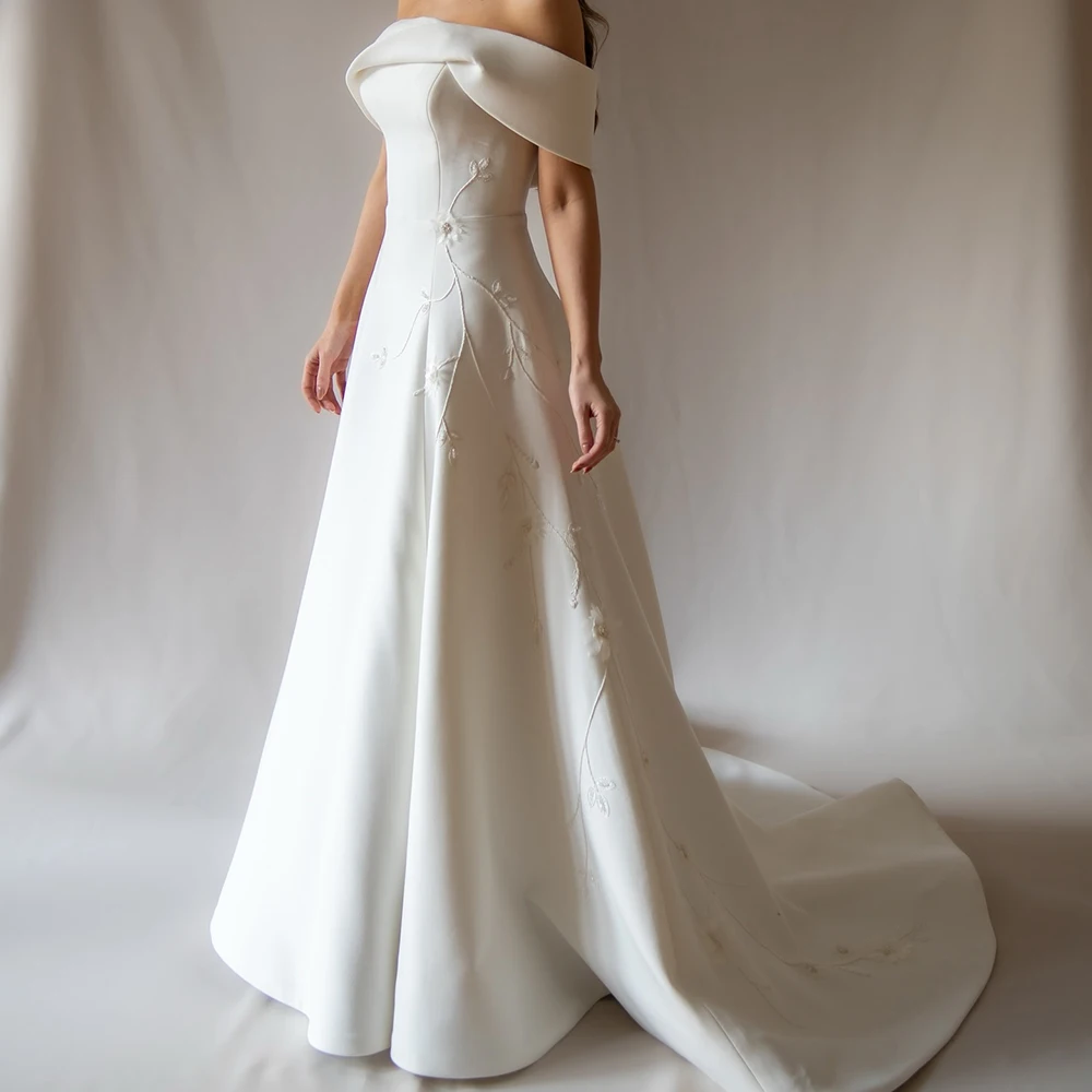 

Customized Mermaid Evening Dresses Floor-length Off The Shoulder Sleeveless Prom Gown Fashion Flowers Simple Draped Party Gown