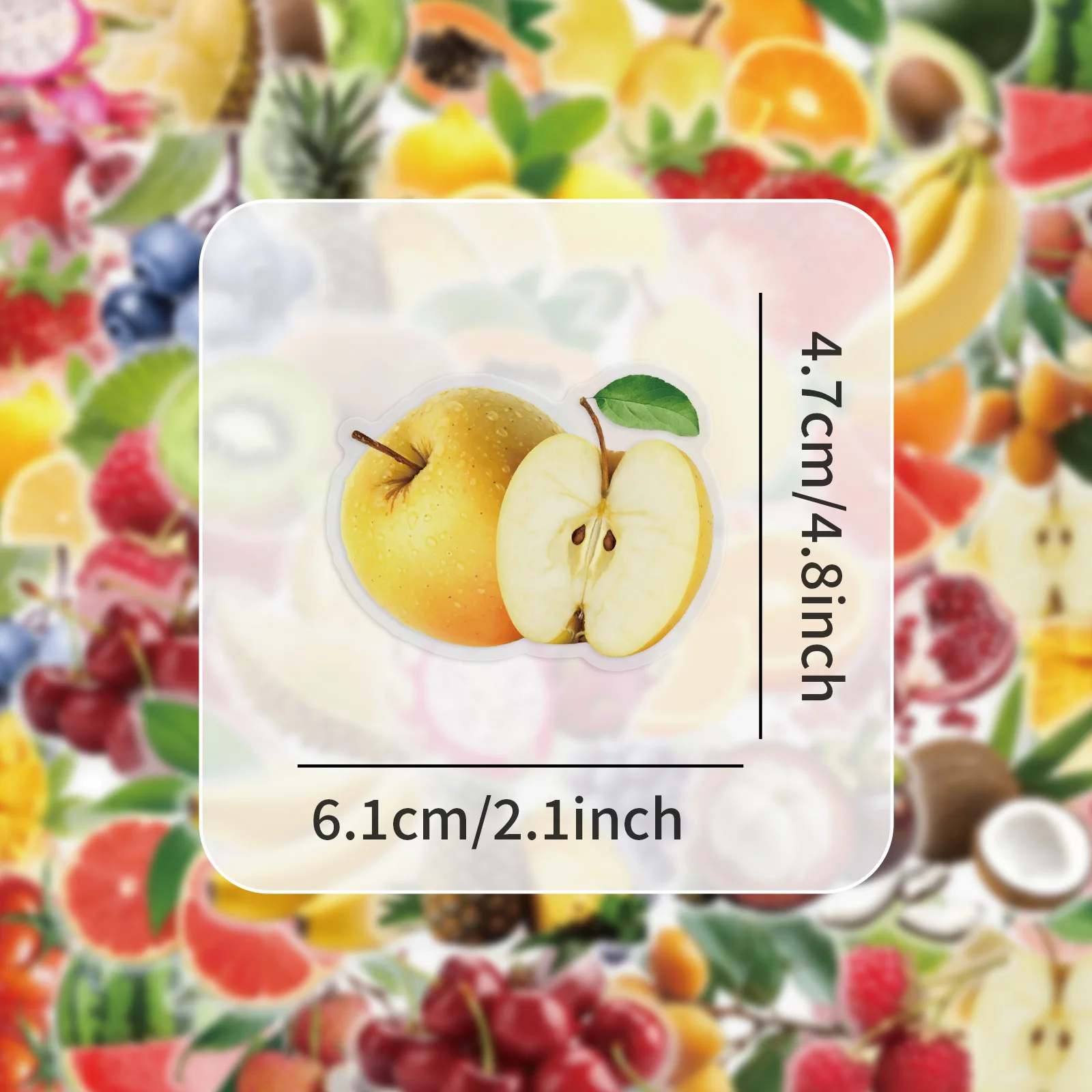 54/108 Pcs Exquisite HD Fruit PET Clear Stickers Waterproof Removable DIY for Phone Fridge Cabinet Lunch Box File Holder Drawer