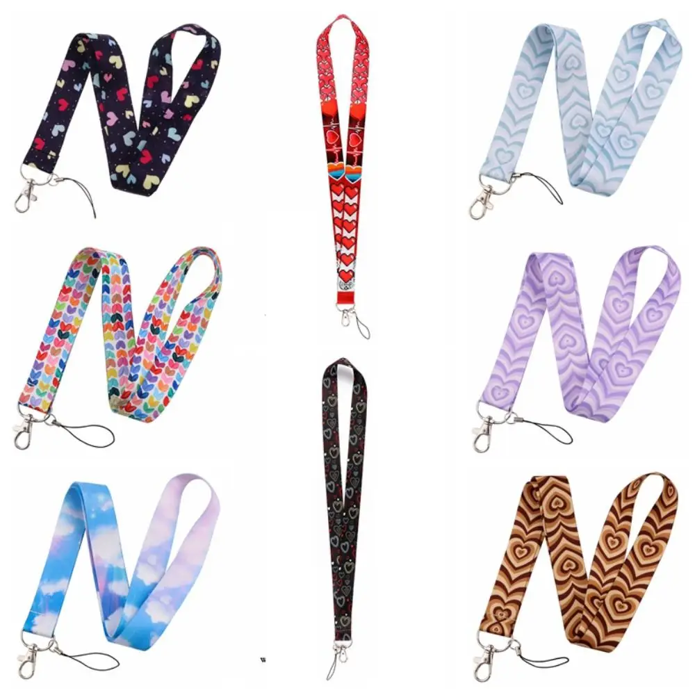 Cute Long Strap Phone Anti-loss Belt Anti-loss Lanyard Phone Neck Strap Universal Love Heart Mobile Phone Charm ID Credit Card