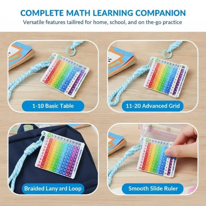 Portable Multiplication Table Quick Search Card Math Enlightenment Reference Keychain, Educational Stationery for Multiplicatio
