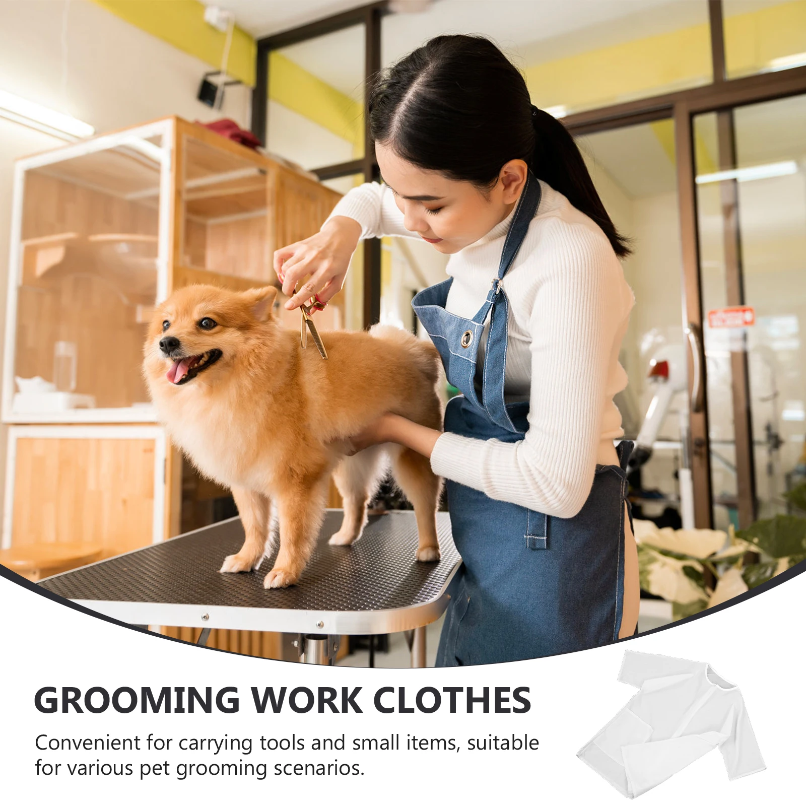 

Pet Grooming Work Clothes Waterproof Anti-Static Multipocket Breathable Apron Professional Uniform for Pet Schools