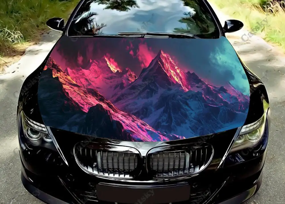 

Forest Mountains Waterfall Car Hood Decal Stickers Wrap Vinyl Film Engine Cover Decals Sticker Car Hood Protective Film