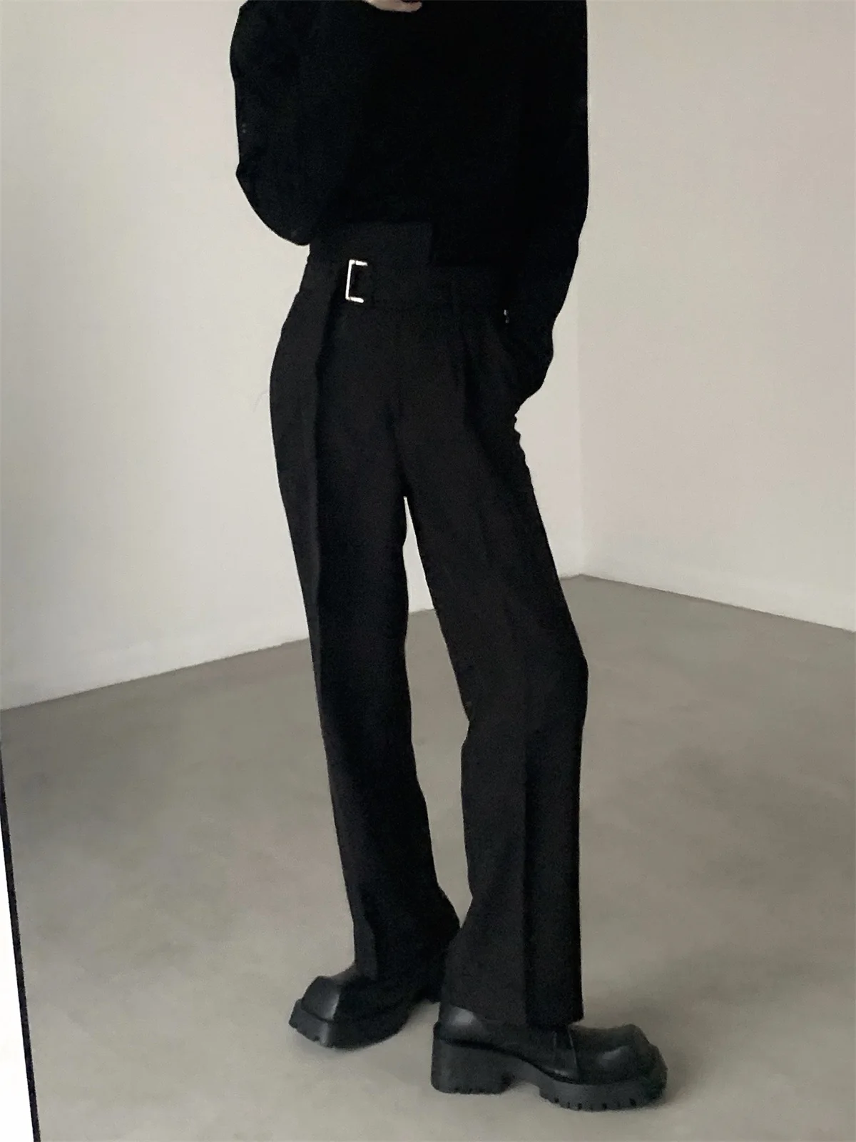 

Мужские брюки с поясом, свободные, повседневные, молодежные, модные, однотонные, осенние, длинные брюки для подростков