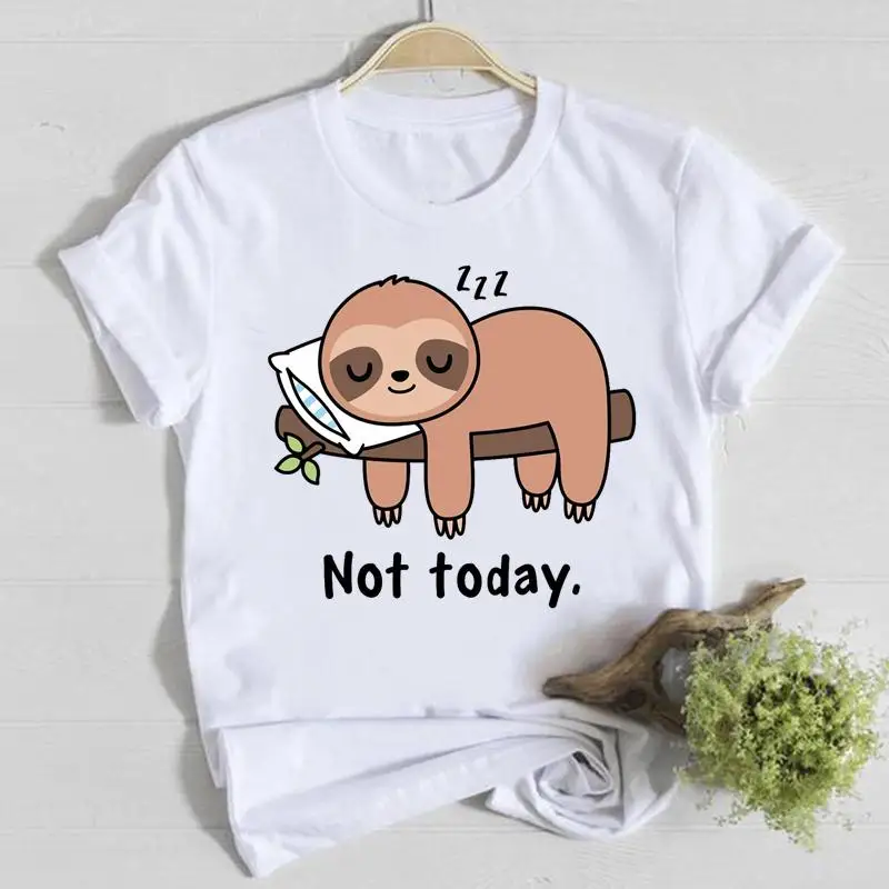 

colored not today sleepy sloth tshirt CUTE women graphic lazy sloth tee shirt