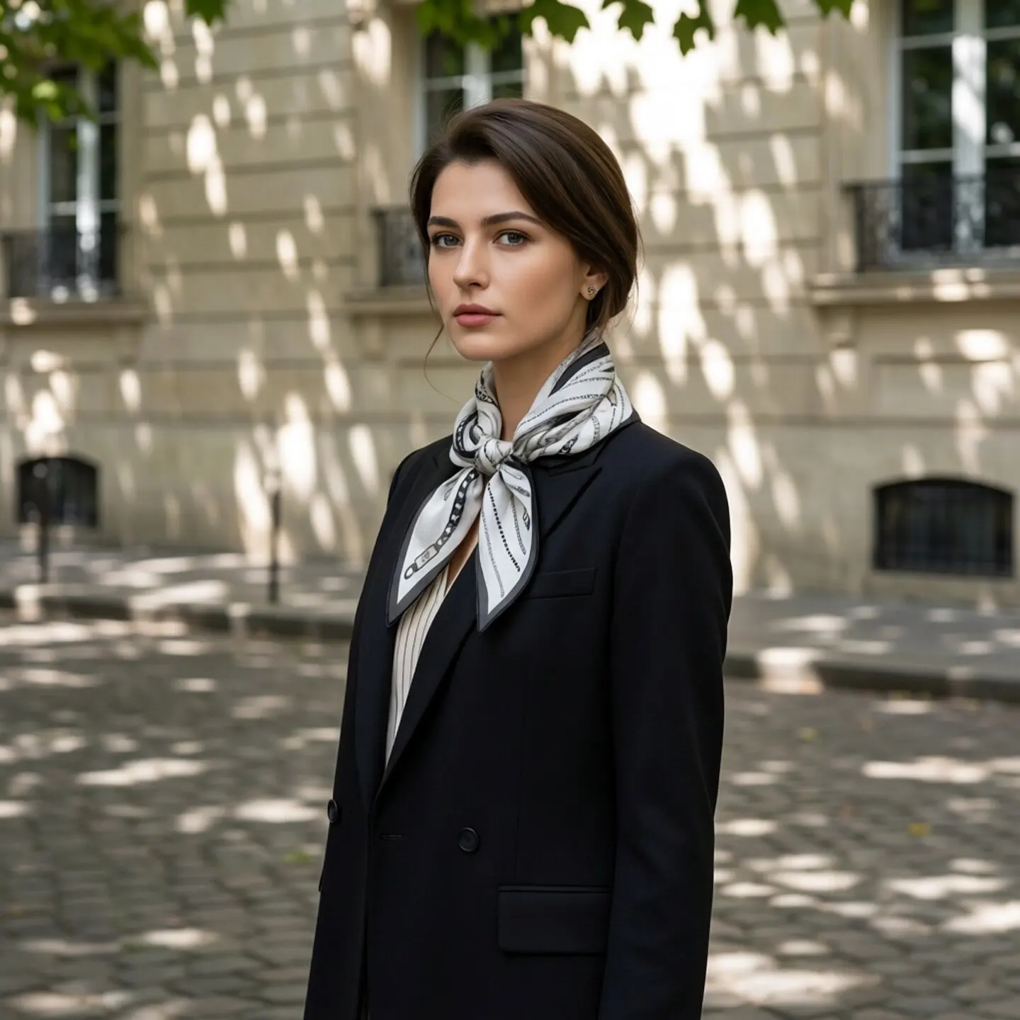 シルクシフォンスカーフ-ロングレクタングル-軽量ドレープ-00-マルベリーシルク-ヘップバーン-ブラックゴールド-春秋冬-レディーススカーフ