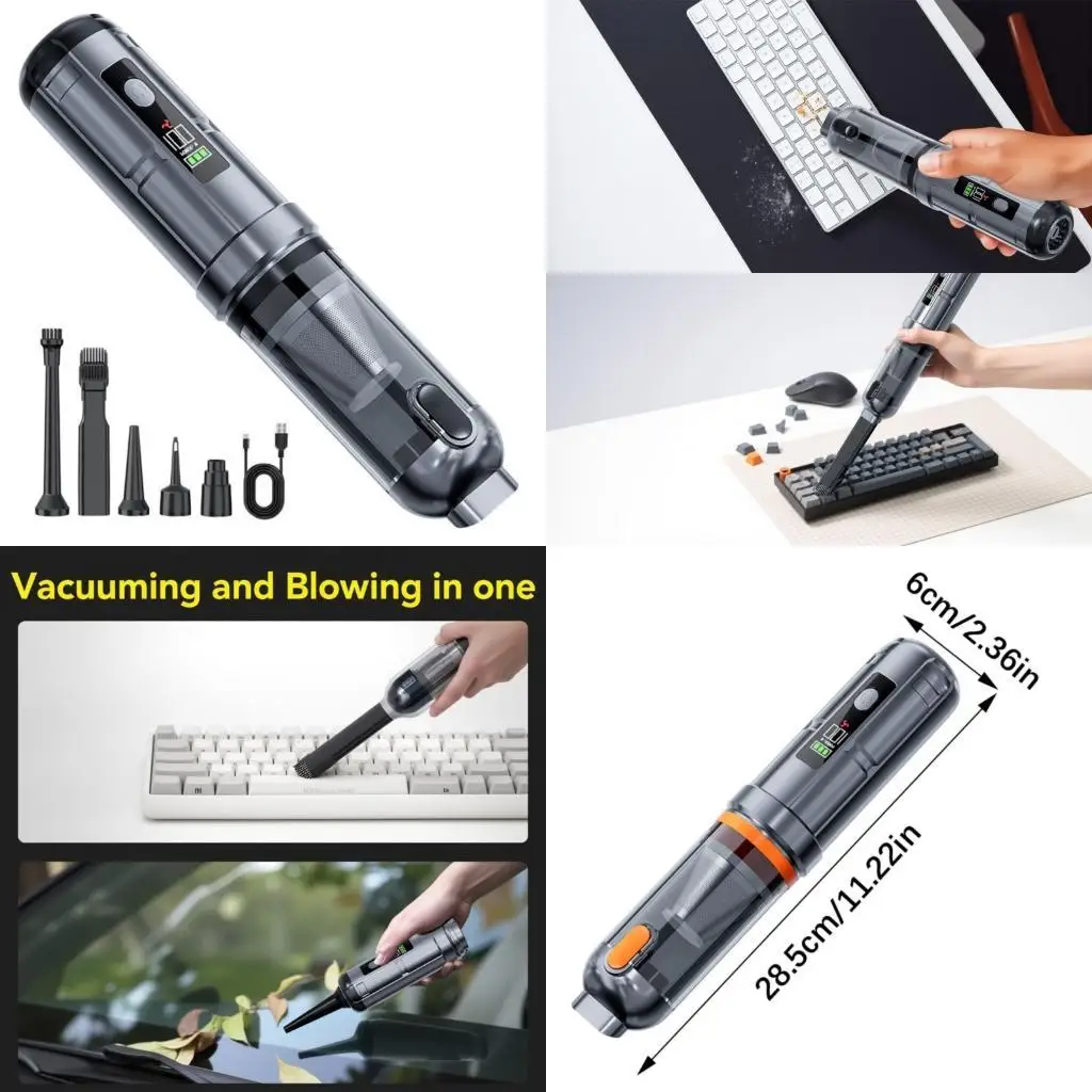 Rechargeable Car Vacuum Cleaner With 3 Working Modes 6K 12K 16K Pressure Suction For Different Area Cleaning  
