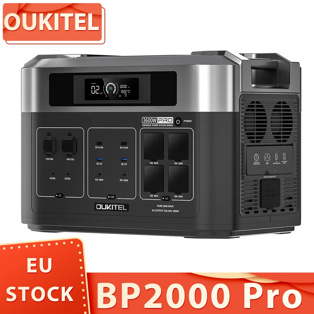 OUKITEL BP2000 Pro Portable Power Station, 2048Wh to 16384Wh LiFePO4 Battery 3600W AC Output 2000W UPS, Smart App Control