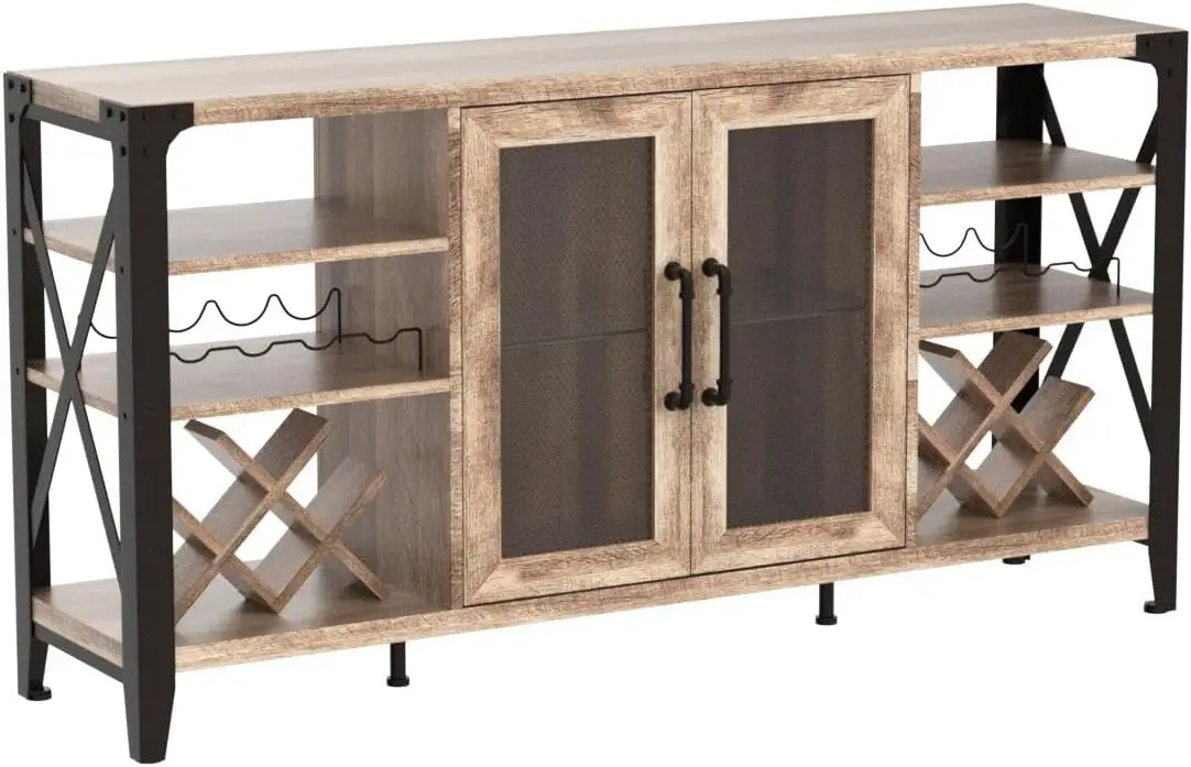 خزانة مشروبات مقاس 58 بوصة مع رف، وبار منزلي للمشروبات والنظارات، وخزانة بار القهوة في المزرعة