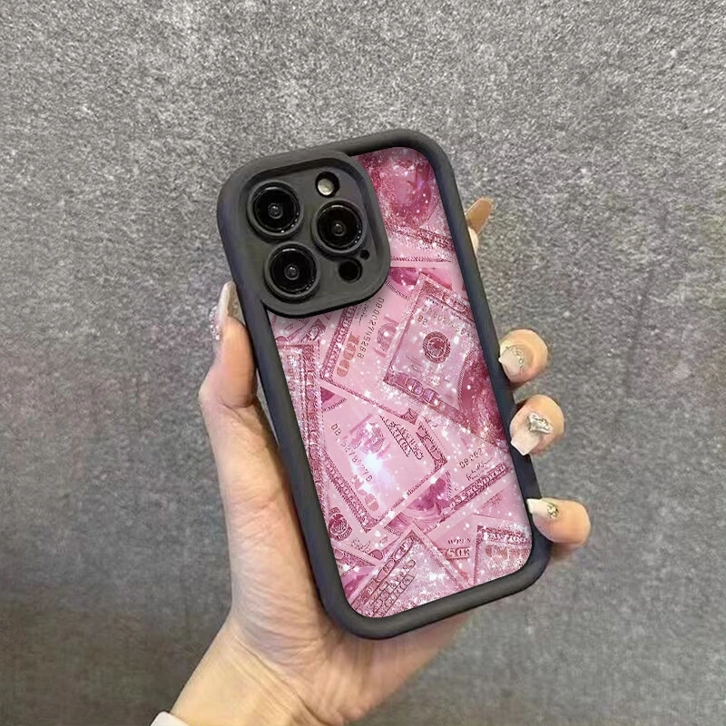 Casing Ponsel Lunak Pola Cetak Uang Kertas Merah Muda untuk Xiaomi Redmi Note 14 Pro Plus 5G 13 12S 12 11 10 14C 13C 12C Sampul Tahan Benturan