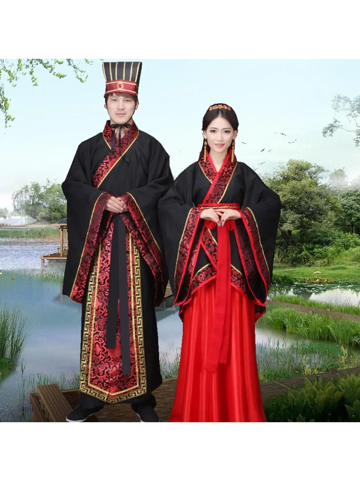 

Традиционный китайский костюм Ханьфу для мужчин и женщин, сценический наряд для ритуальных выступлений, официальная придворная одежда, для взрослых, для церемоний