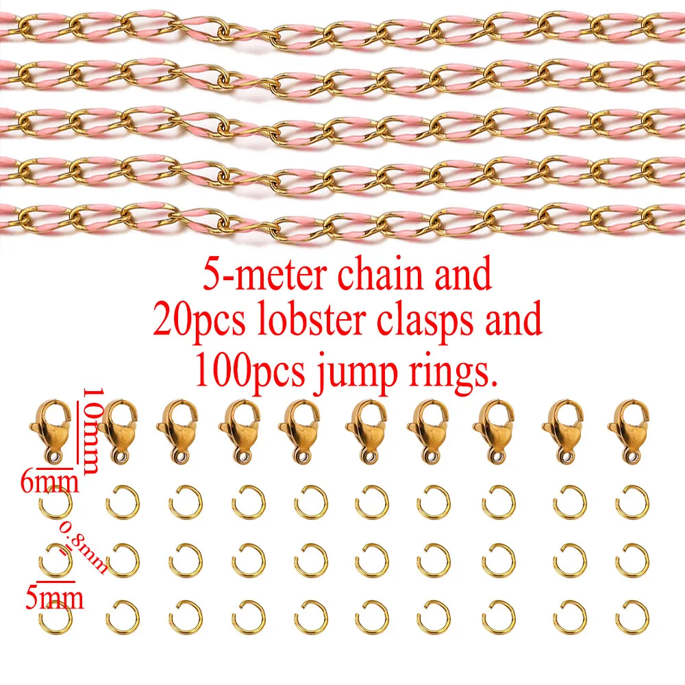 

5meter 100pcs Ring Jump 20pcs Lobster Clasp Stainless Steel Enamel Chains for Jewelry Makings DIY Necklace Bracelets Accessories