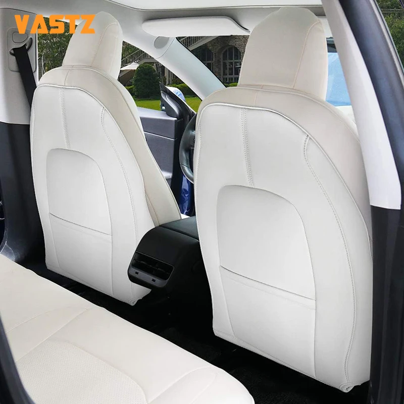 

For Tesla Model 3 Y Leather Seat Back Protector Wear-Resistant Car Kick Mats with Organizer Pocket Waterproof Scratchproof