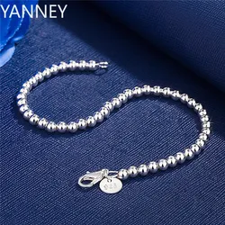 Christmas gifts charm 925 Sterling Bracelet 4MM beads chain for woman Popular brands jewelry fashion Wedding party