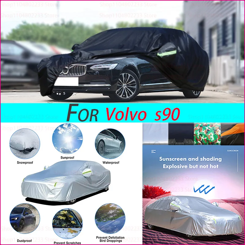 

Black Heavy Duty Car Cover Waterproof All Weather, Full Exterior Cover Outdoor Snow Sun Uv Protection for Volvo S90