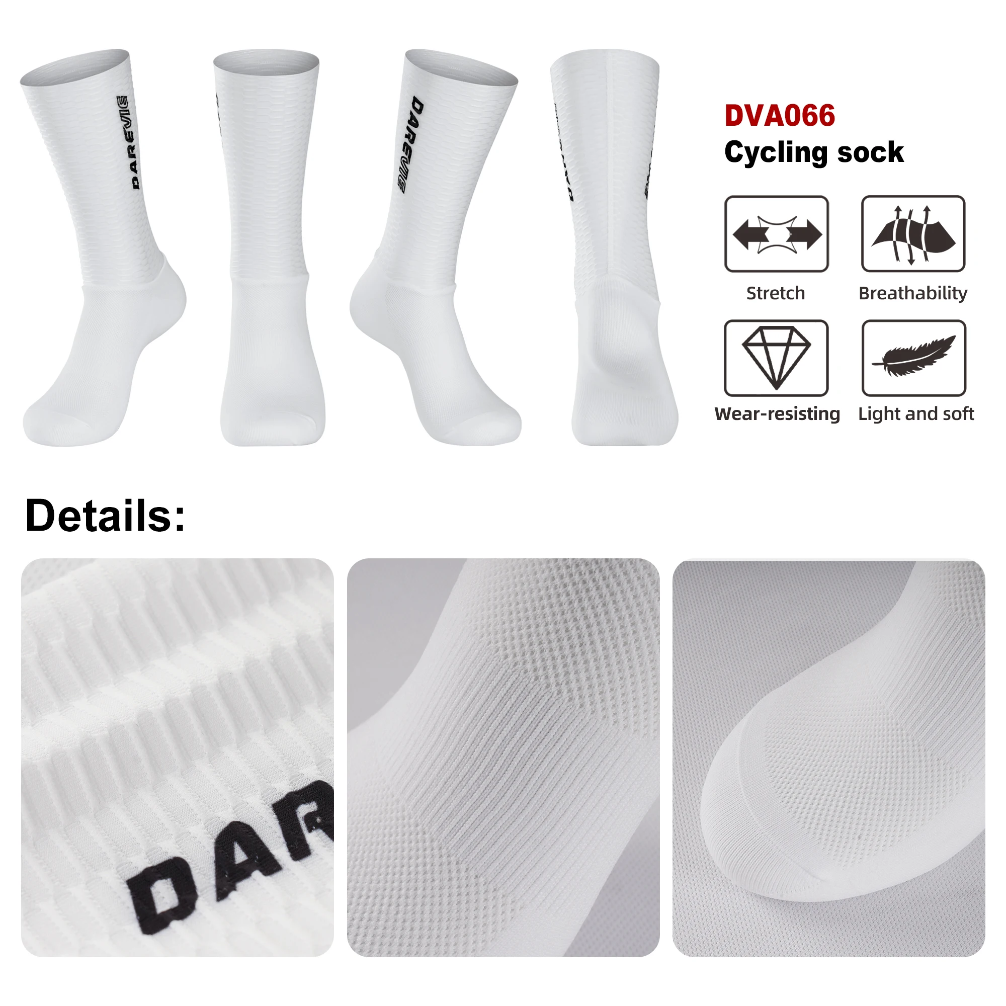 

DAREVIE Men Cycling Socks High Performance Non Slip Grip Socks Quick Dry Moisture Wicking Light Soft Bicycle Accessories