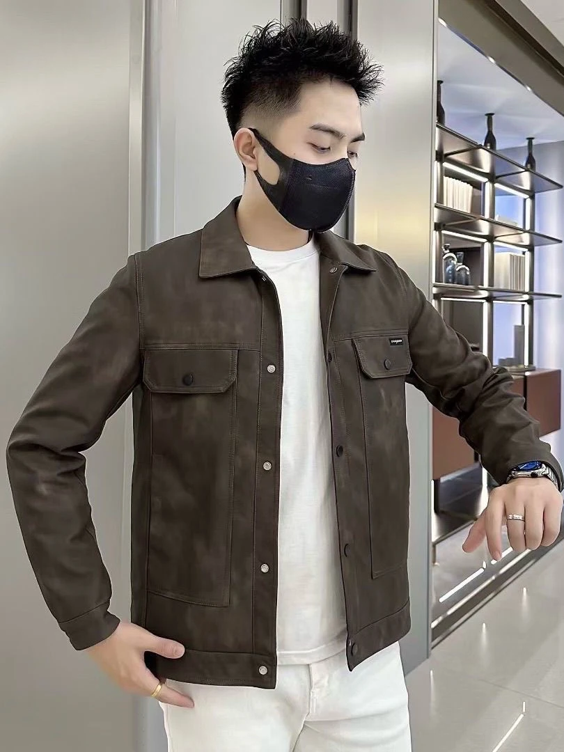 

Высококачественная мужская повседневная кожаная куртка: универсальная, легкая, роскошная верхняя одежда для весны и любого случая