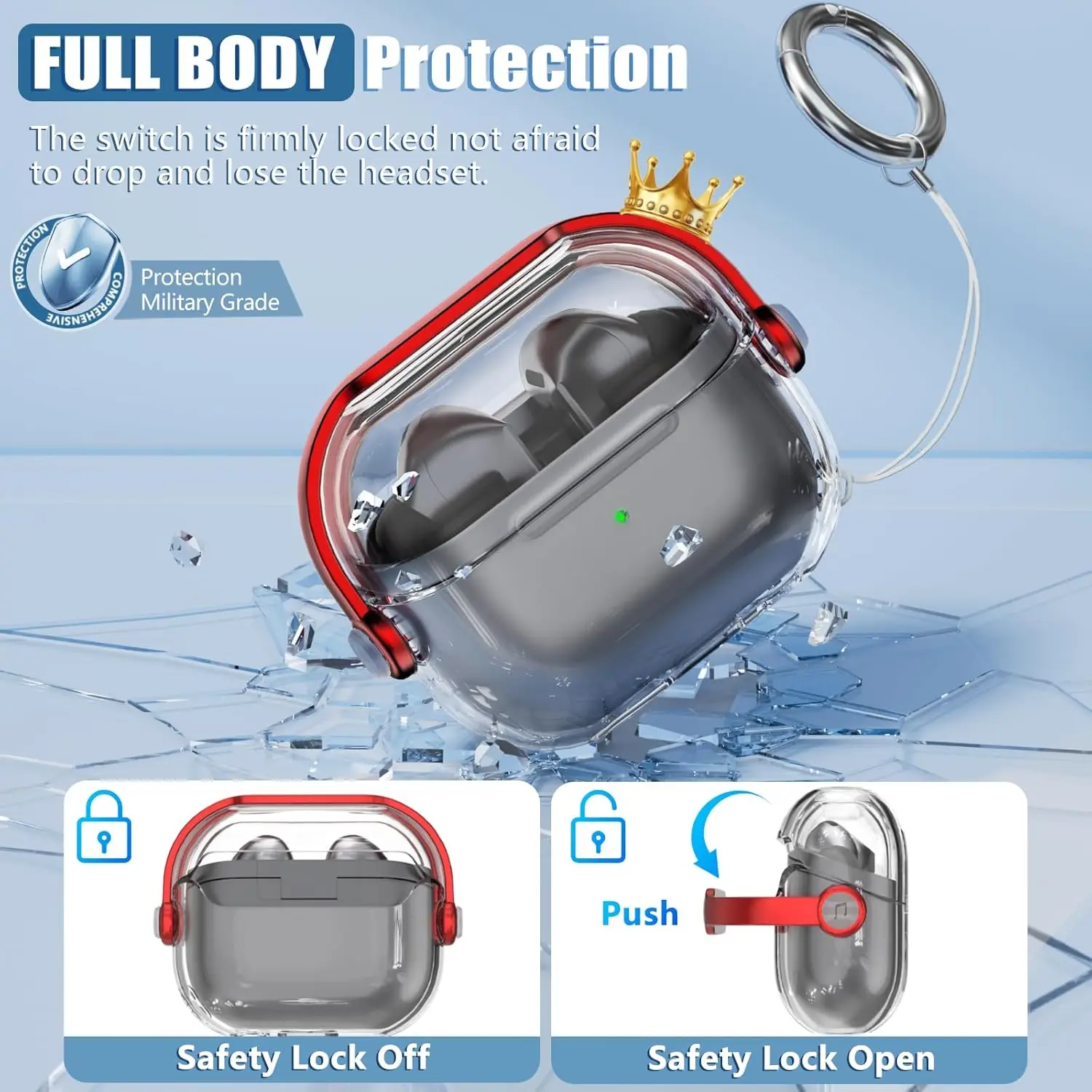 For Samsung Galaxy Buds 3/Buds 3 Pro Case Clear Cover Compatible with Cleaner with Keychain For Samsung Galaxy Buds 3 Pro Case