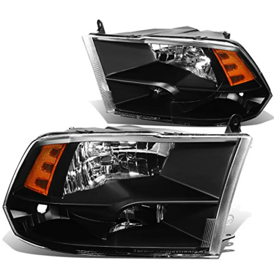 

Black Amber Headlights for 10-18 Ram 1500-5500 Dual or Quad Models Compatible with HL-OH-DR09QUA-BK-AM