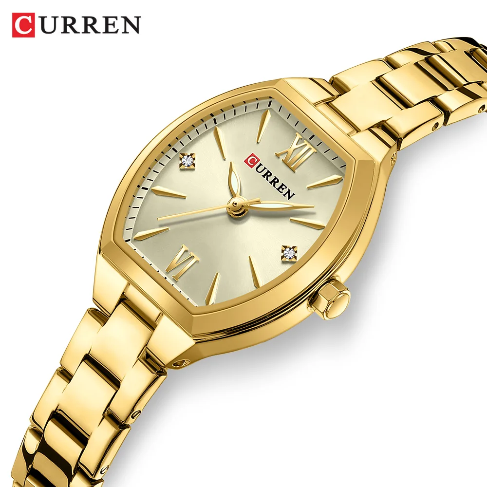 CURREN Woman Watch Elegant Fashion Rhombus Mirror Solid Steel Strap 30m Waterproof Luminous Calendar Window Ladies Original Quar