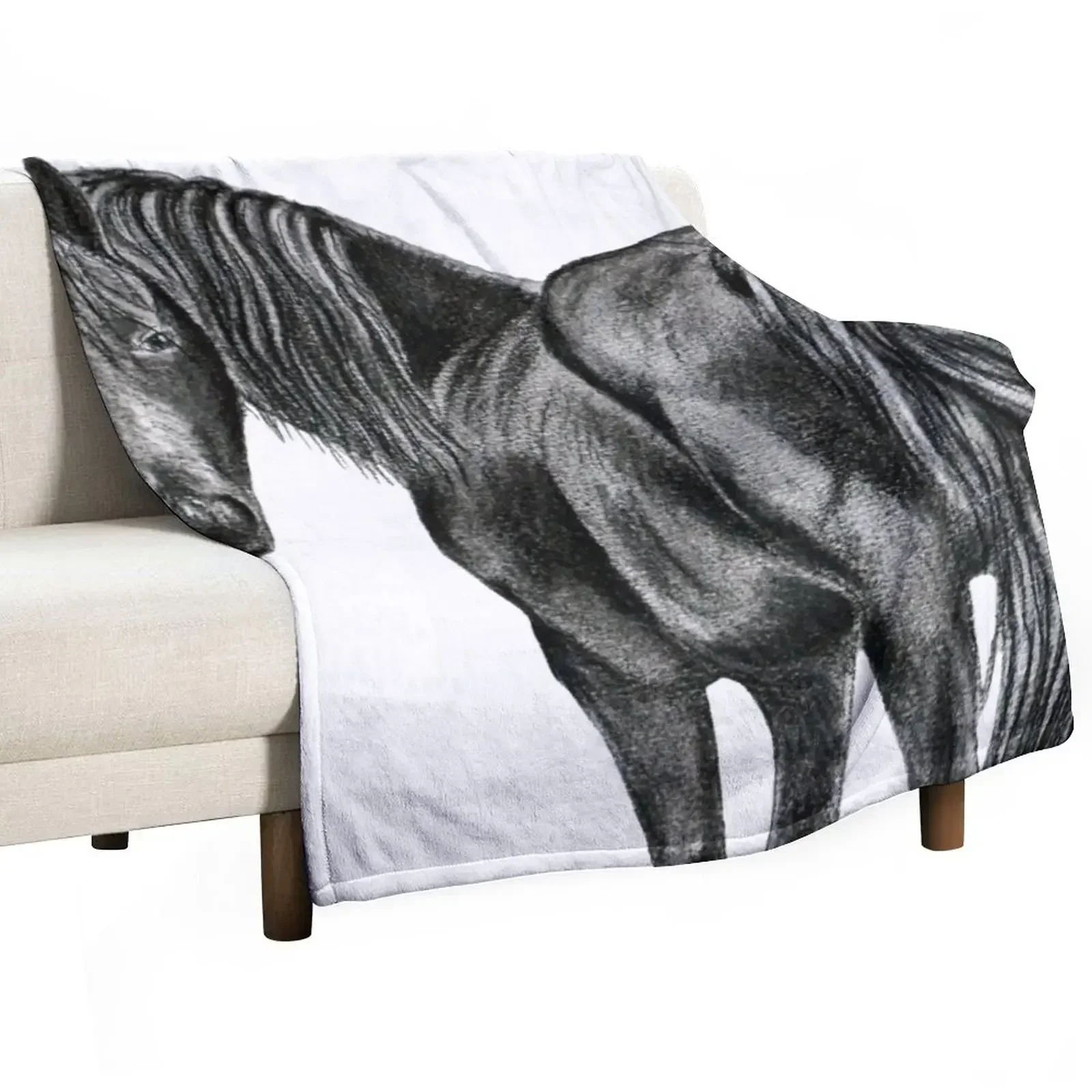 

Friesian horse Throw Blanket For Sofa Thin wednesday Luxury Hair Blankets