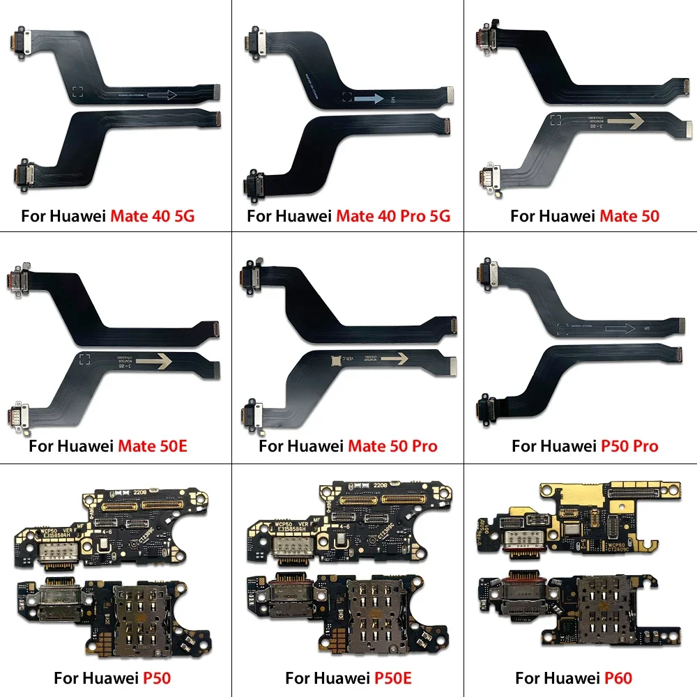 USB Charging Port Charger Board Flex Cable For Huawei P50 P50E P50 Pro P60 Pura 70 Pura 70 Pro Mate 40 5G Mate 40RS 5G Mate 50