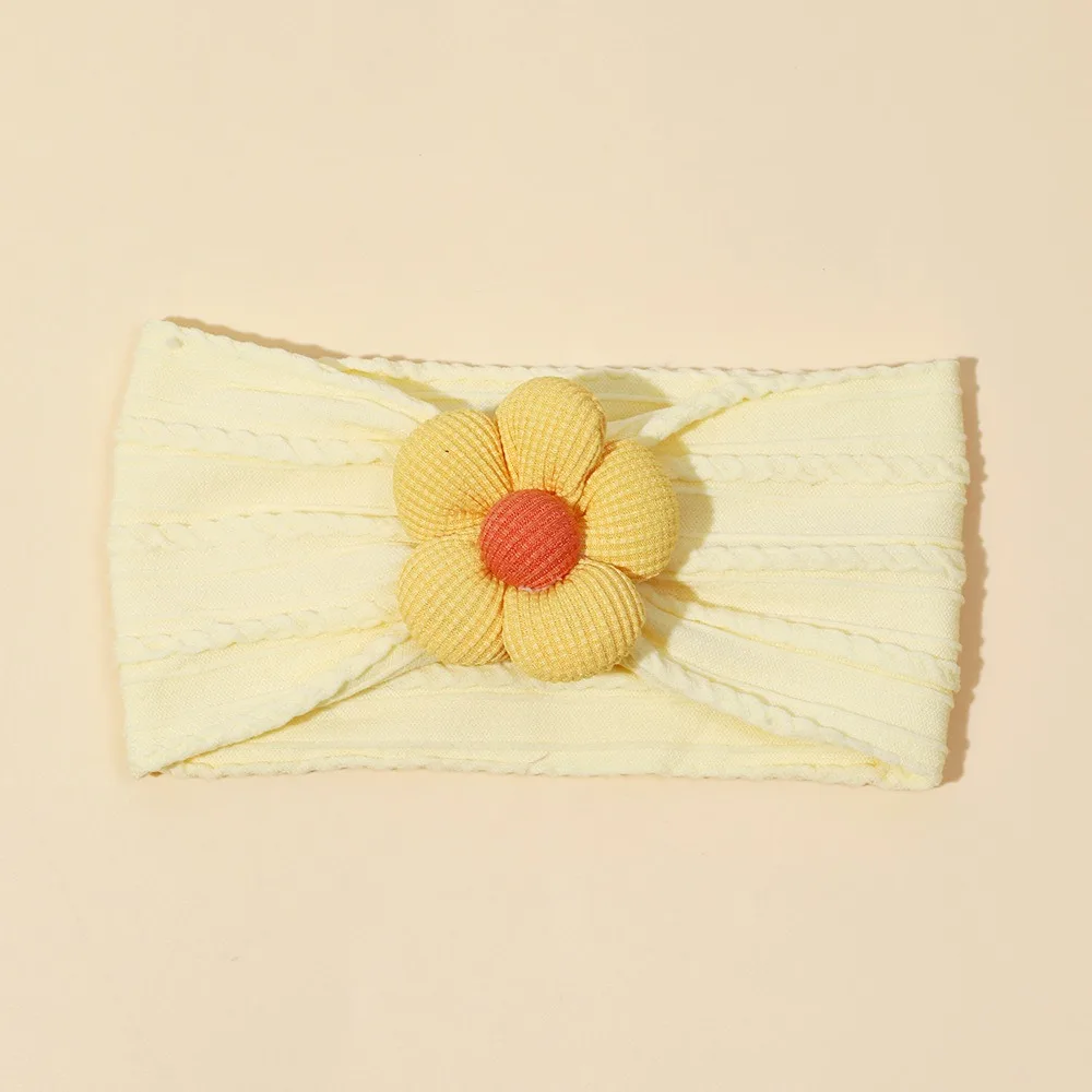 

Cute Flower Infant Baby Wide Headband Soft Stretchy Nylon Baby Girl Headscarf Elastic Kids Hair Accessories