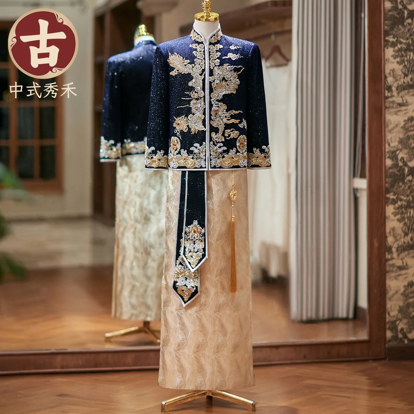 

Свадебное платье, банкетный костюм жениха, Xiuhe Hanfu, одежда в традиционном китайском стиле, свадебные топы, комплекты с юбкой для мужчин