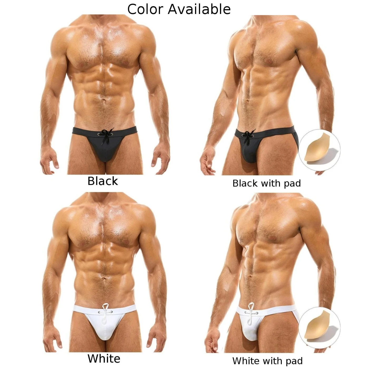 Roupa de banho masculina para praia e esportes aquáticos, cuecas divertidas para nadar, copo grande, branco e preto, essencial