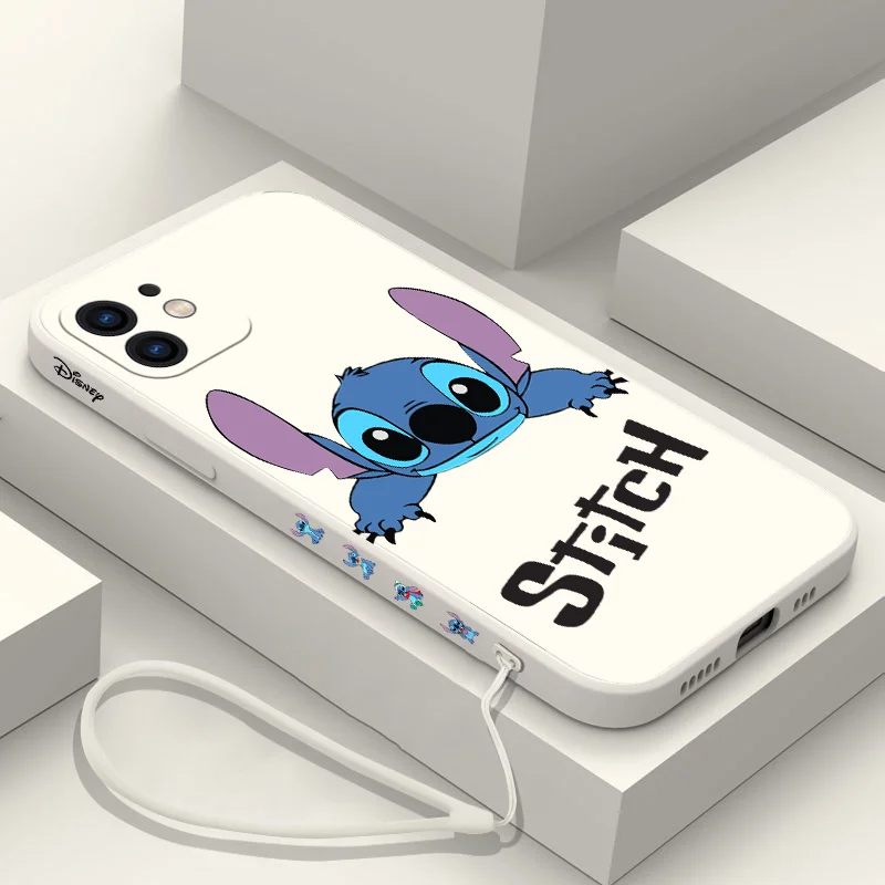 Cute Stitch Phone Case for Oneplus Nord 3 2 9R 9 8T 8 7 7T Pro 6 5G Liquid Silicone Cover with Hand Strap