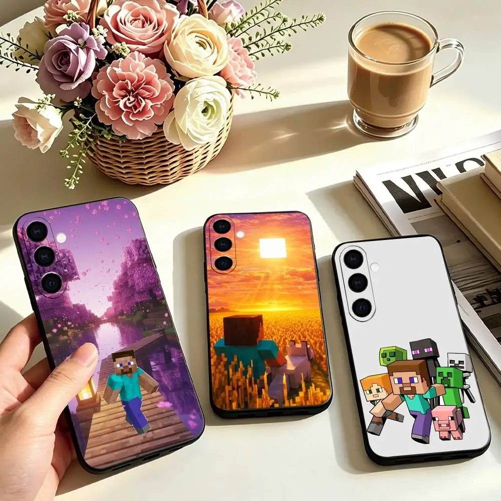 G-Game M-MinecraftES-S Phone Case For Samsung Galaxy A73,A72,A71,A70,A53,A52,A51,Soft Silicone Black Cover Gift