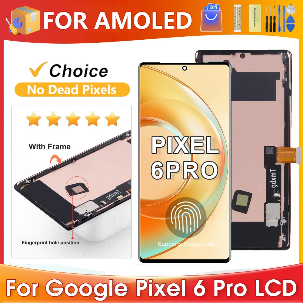

6.7''For Google Pixel 6 Pro For AMOLED Google Pixel 6 Pro GLUOG G8VOU LCD Display Touch Screen Digitizer Assembly Replacement