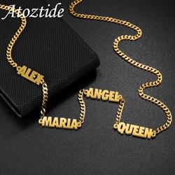 Atoztide Personalized Custom 3mm Cuban Chain Multiple Names Necklace Stainless Steel for Women Men Family Birthday Jewelry Gift