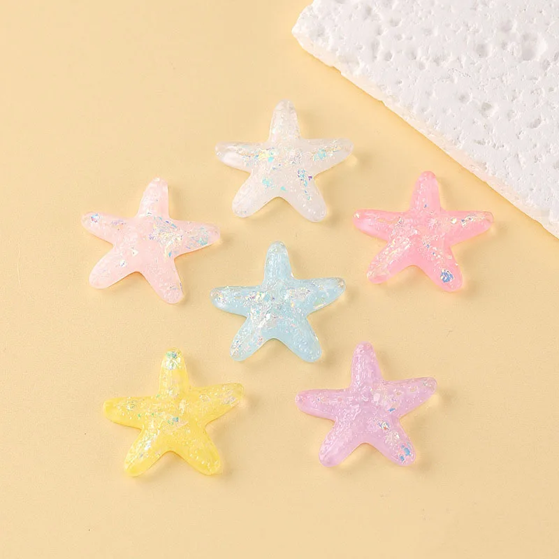 

6Pcs Handmade DIY Colorful Translucent Starfish Phone Case Accessories For Patching Notebook Decoration Materials