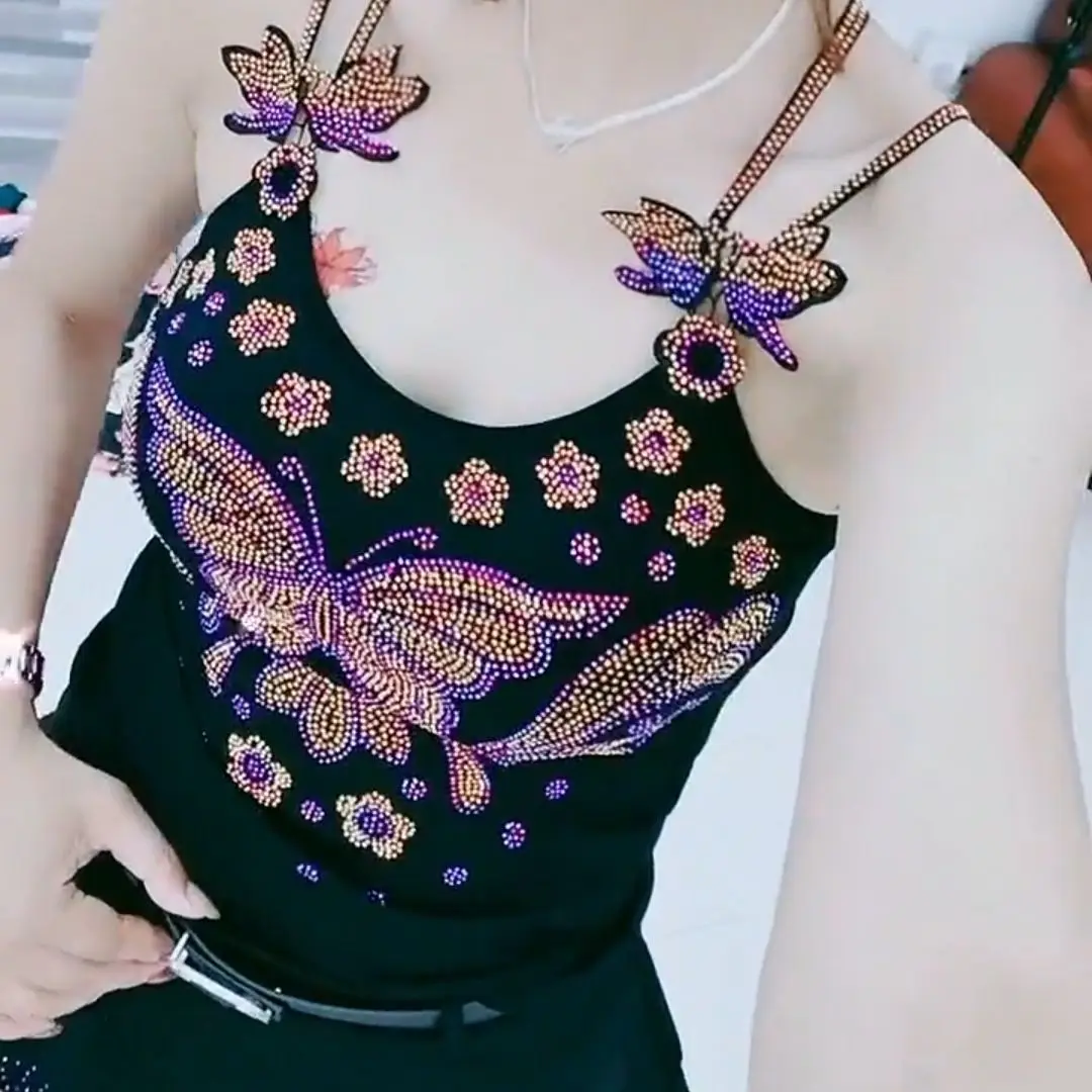 Butterfly Crystal Padded Cami - 2026 New Backless Stretch Tank Top, Slimming Sexy Inner Wear for Women