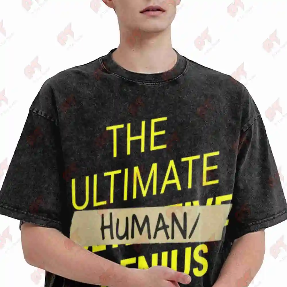 B99 Ultimate Human Slash Genius Vintage Washed Tee Pure Cotton T-Shirt