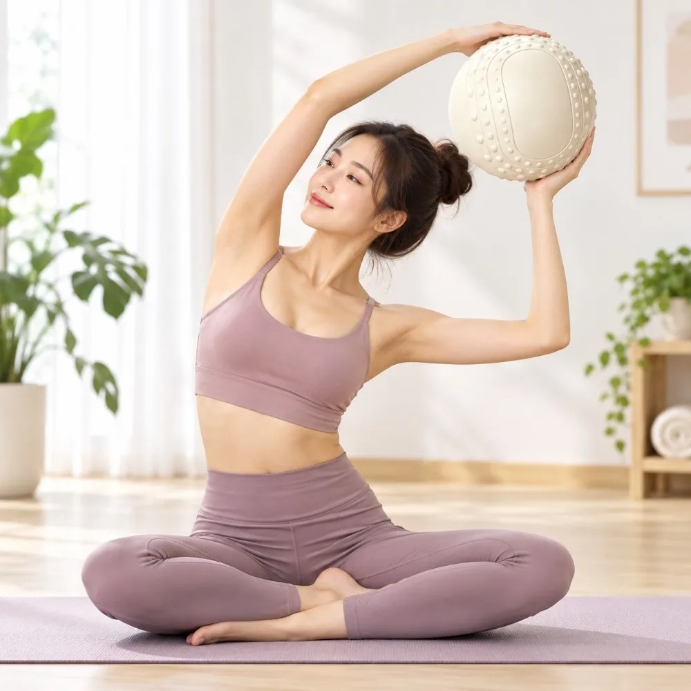 25 CM Abdominal Pressure Ball Thickened Anti Burst Yoga Pilates Ball Slip Resistant Inflatable Fitness Balance Ball Gymnastics