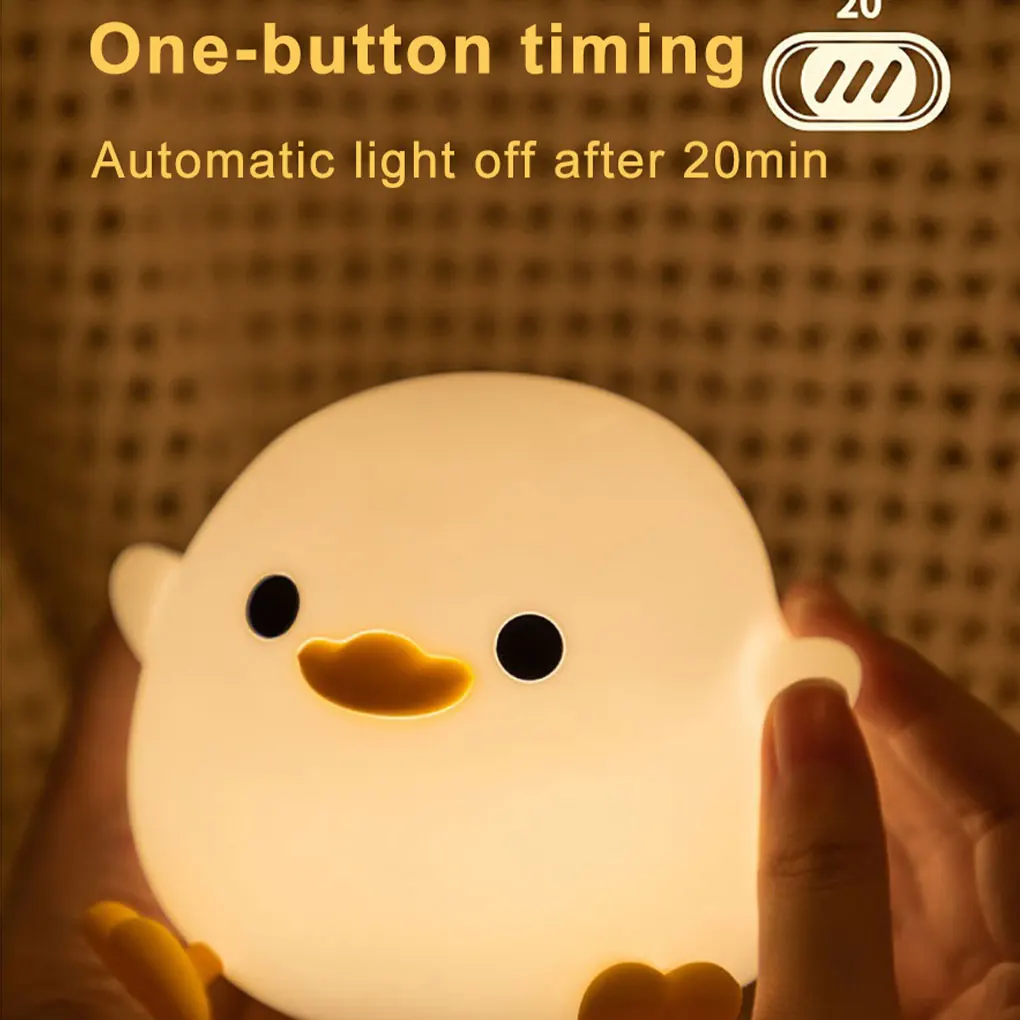 Duck Silicone LED Light for Kid, Cabeceira USB, Touch Sensor, Aniversário, Kid