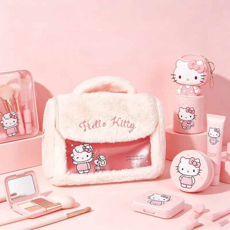 

Cute Sanrio HelloKitty Anime Kawaii Plush Travel Case Toiletry Cosmetic Set Portable Lightweight Essential Home Vacation Gifts