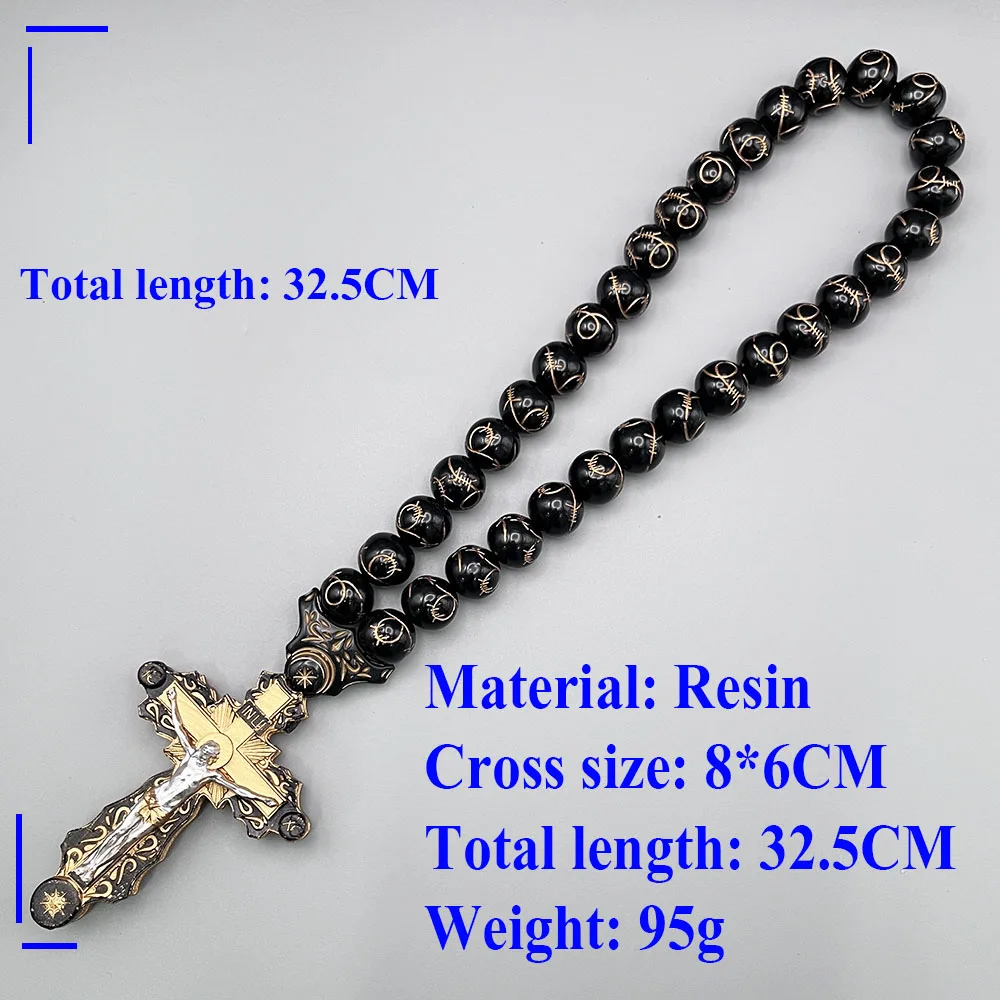 GS138-4 Necklace Cross Holy Christ Jesus Resin Paintings Exquisite Beads Redemption Religious Decoration  3D Stereo Car Pendants