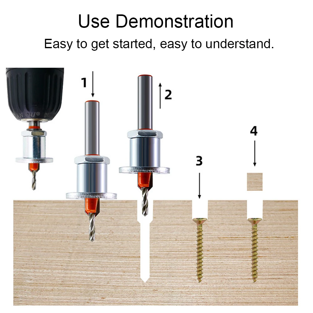 หัวเจาะโลหะผสมแบบ countersunk จำนวนจำกัด1ชิ้น, Mata Bor หัวเจาะรูเรียวเล็กสำหรับติดตั้งงานไม้ขั้นบันได