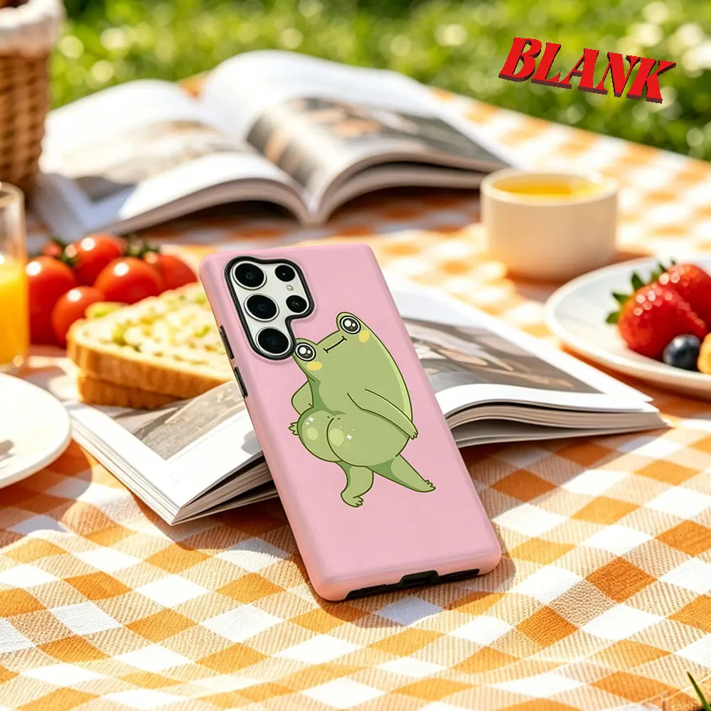Cute Booty Frog For Samsung Galaxy Phone Case S23 A57 S20 S25 FE S26 Plus S24 Ultra A56 A37 2-IN-1 Shockproof Bumper