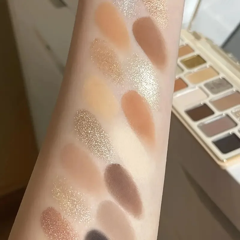 لوحة ظلال عيون كهرمانية مكونة من 16 لونًا، لمسة نهائية غير لامعة ولامعة باللون الأصفر والبني وألوان أرضية للمكياج المذهل مع مرآة #3