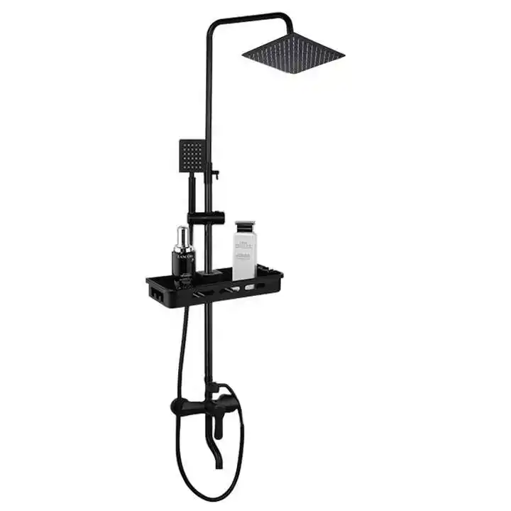 

Shower Set Bathroom Taps Brass Kits Rain Rainfall Showerset Mixer Faucet Set Douche Set Shower Black Wall Mounted Brass Modern