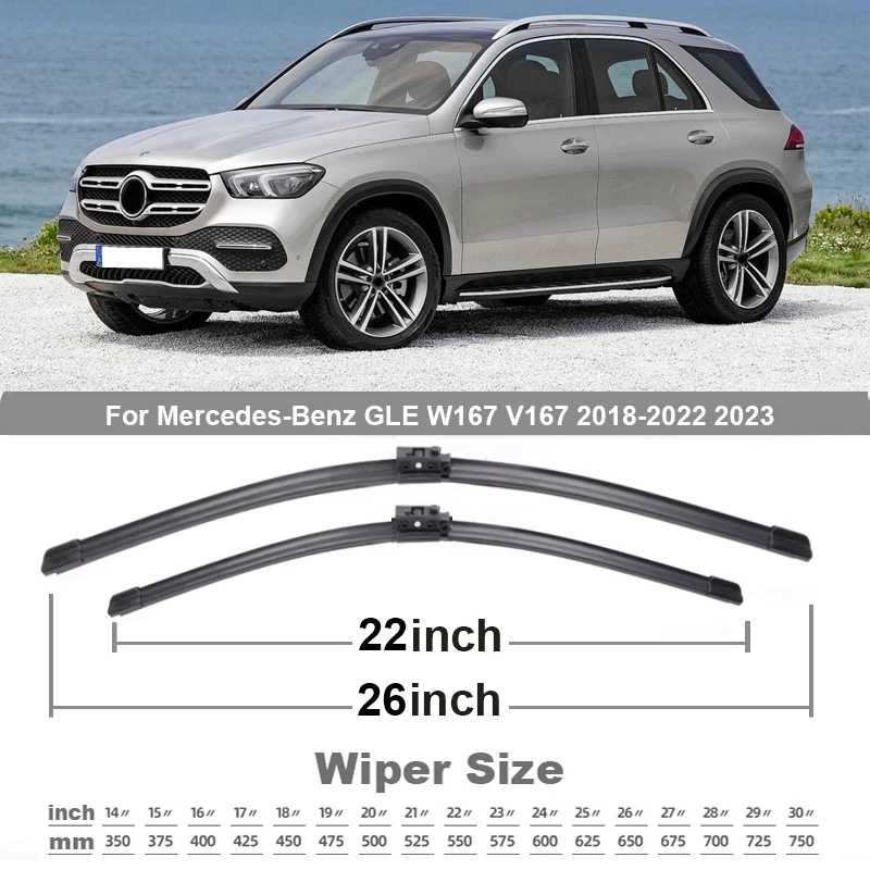 TONLINKER Car Wiper Blades For Mercedes Benz GLE W167 X167 Suv 2019-2022 2023 GLE 350 300d 400d 450 53 63 4MATIC Car Accessories