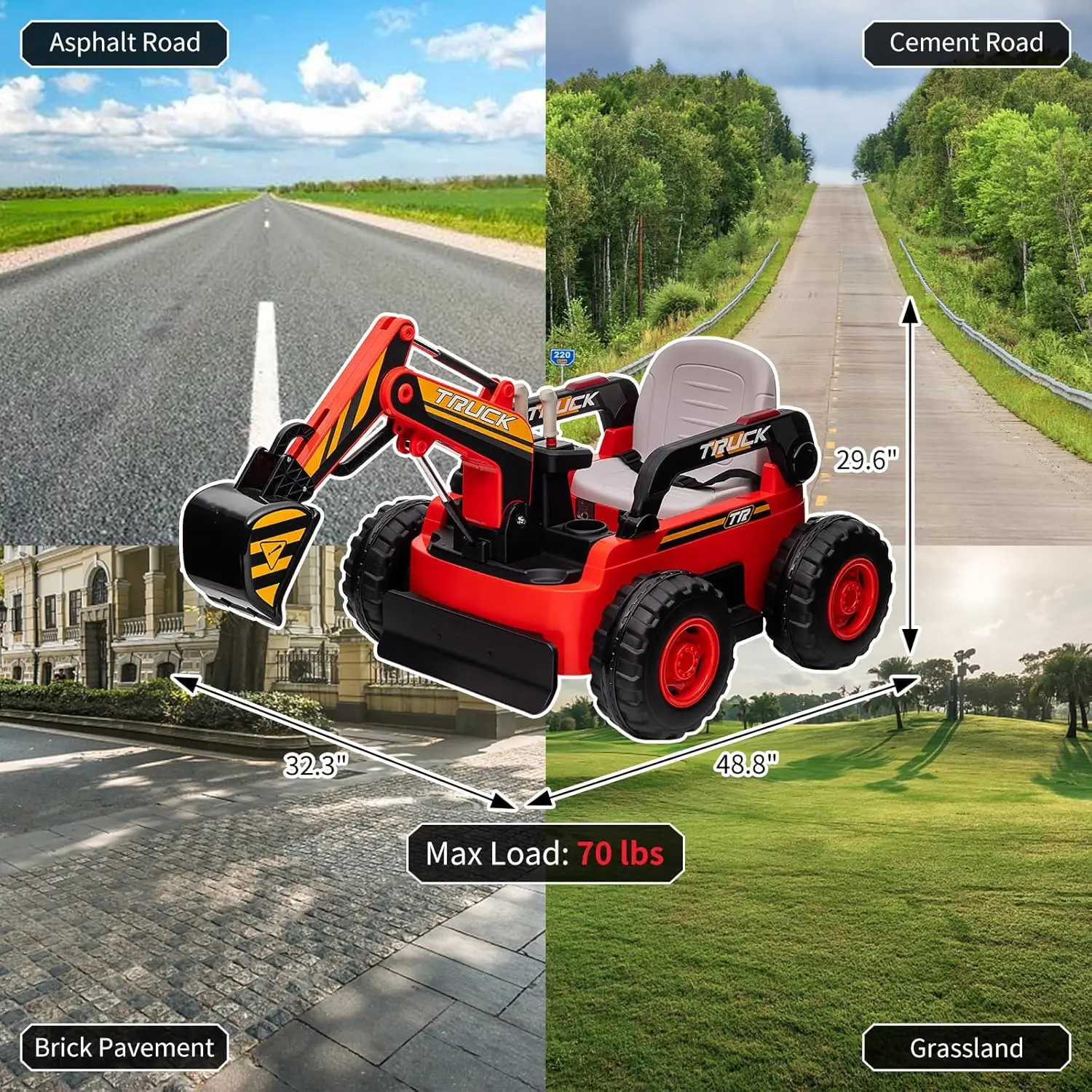 12V 10Ah kinderrit op graafmachine graafwagen met afstandsbediening en elektrische graafarm, 360 °   Rotatie, speelgoed voor bouwvoertuigen