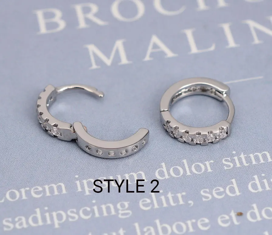 Silver Color Charm Small Huggie Hoops Earrings for Women Cartilage Dainty Rainbow Cubic Zirconia Ear Rings Fashion Party Jewelry