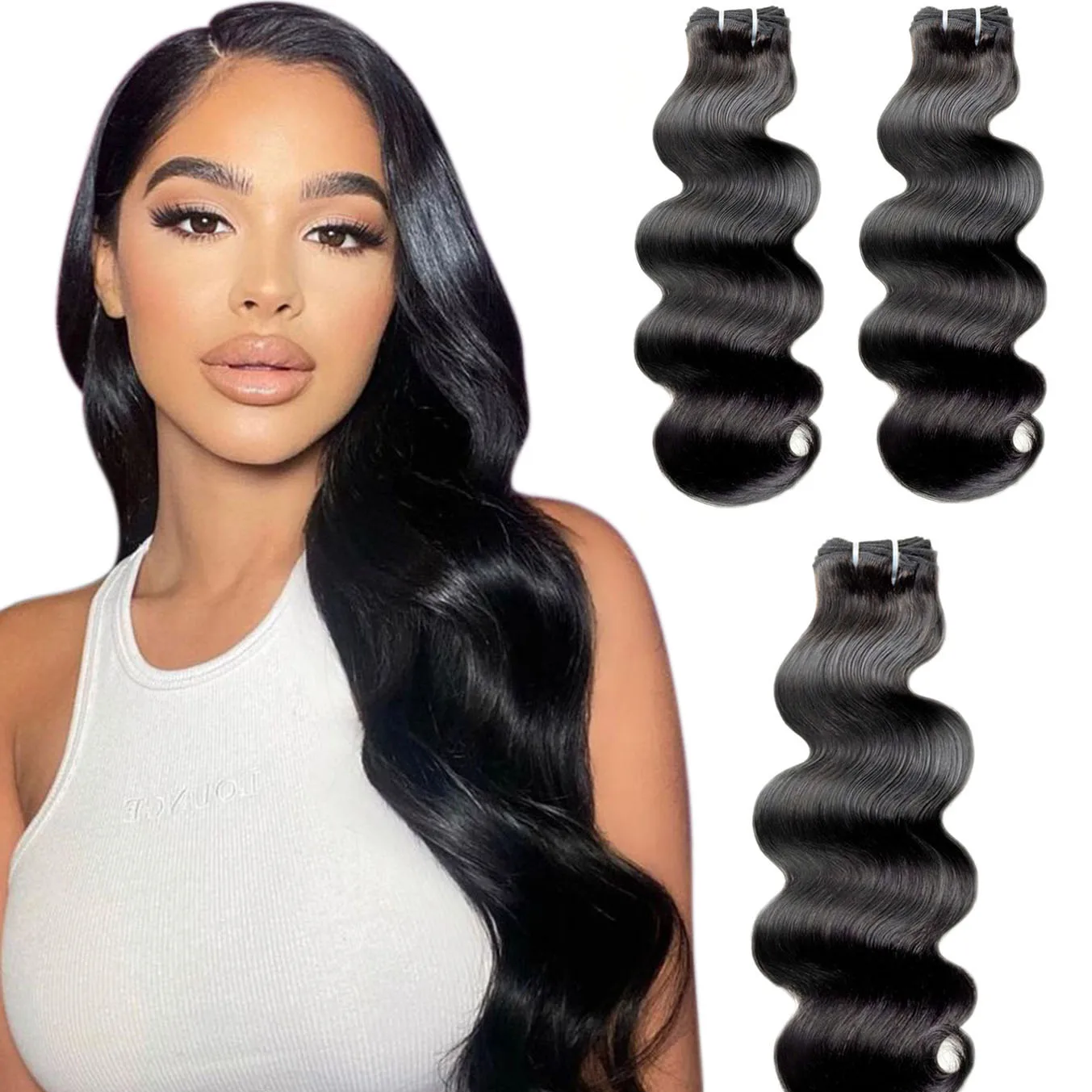 Body Wave Bundles Human Hair Brazilian Hair Weave Bundles 3 Bundle Deals Human Hair Extensions Natural Black