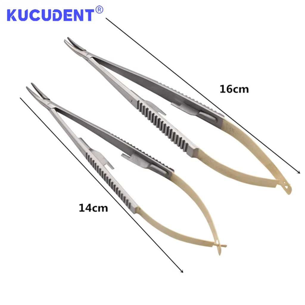 Dental Castroviejo Needle Holders with Lock Holding Forceps Straight/Curved Matrix Bands Placement Tweezer Dentist Material Tool