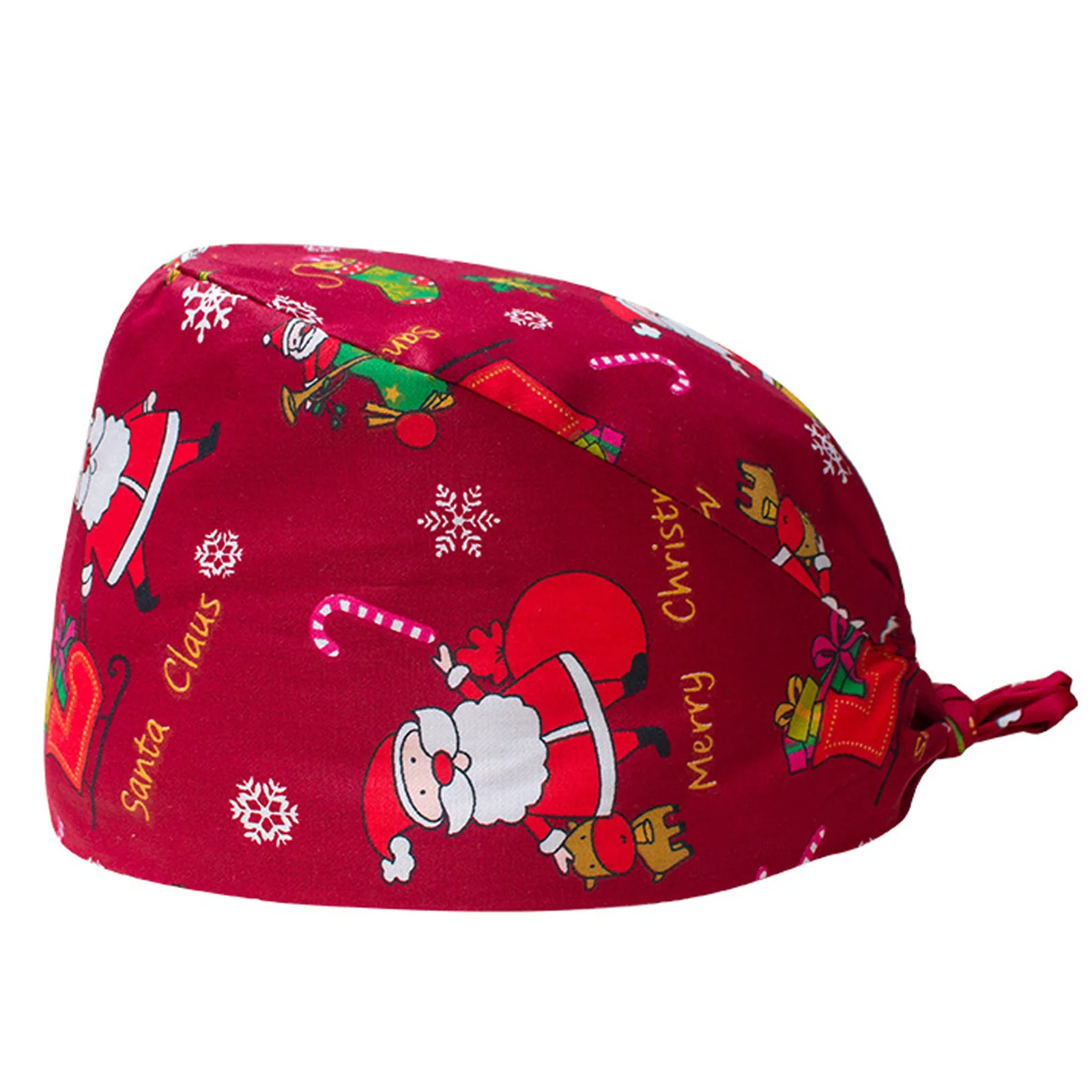 Chapéus com estampa de elementos de Natal, boné cirúrgico, chapéus de enfermeira com faixa de suor ajustável, chapéu respirável para mulheres e homens