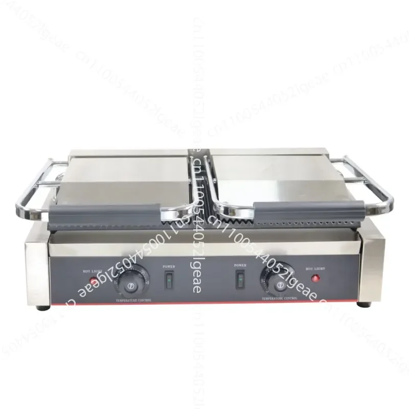 Commercial 2-in-1 Double Pot Non-stick Aluminum Electric Contact Grill Square Lower Grill 3600 Watts for Sandwich